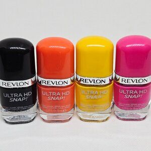 REVLON ULTRA HD SNAP! 1 COAT CLEAN VEGAN 20 - FREE NAIL POLISH LOT OF 4 COLORS
